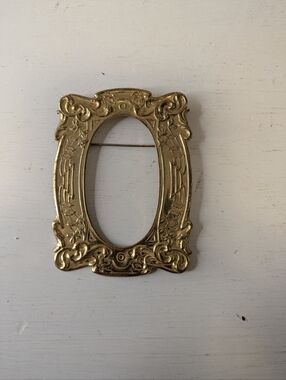 Vintage Miriam Haskell Art Nouveau Style Picture Frame Brooch Gold Tone